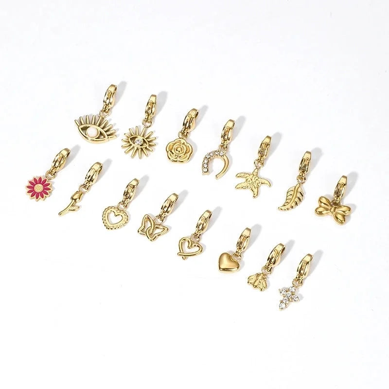 Casual Minimalist Heart Shape Flower 304 Stainless Steel Artificial Rhinestones Zircon 18K Gold Plated Polishing Inlay Bracelets Necklace