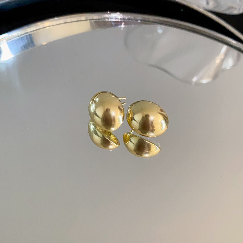 Circle Heart Geometric Metal Electroplating Earrings