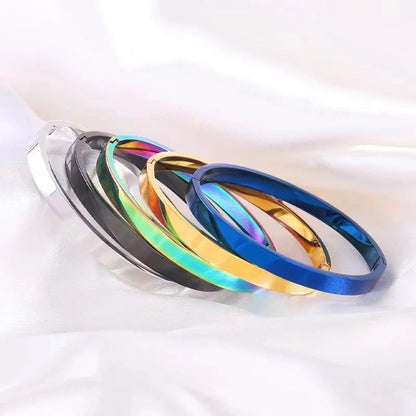 Minimalist Solid Color 304 Stainless Steel 18K Gold Plated Bangle In Bulk