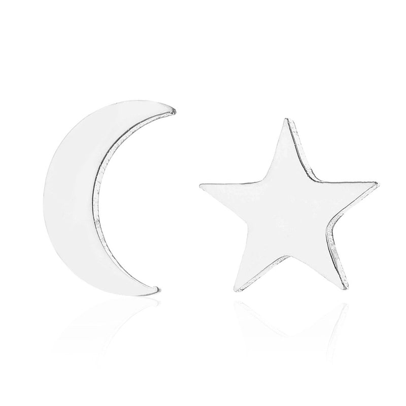 Minimalist Triangle Moon Coconut Tree Stainless Steel Asymmetrical Plating Ear Studs 1 Pair