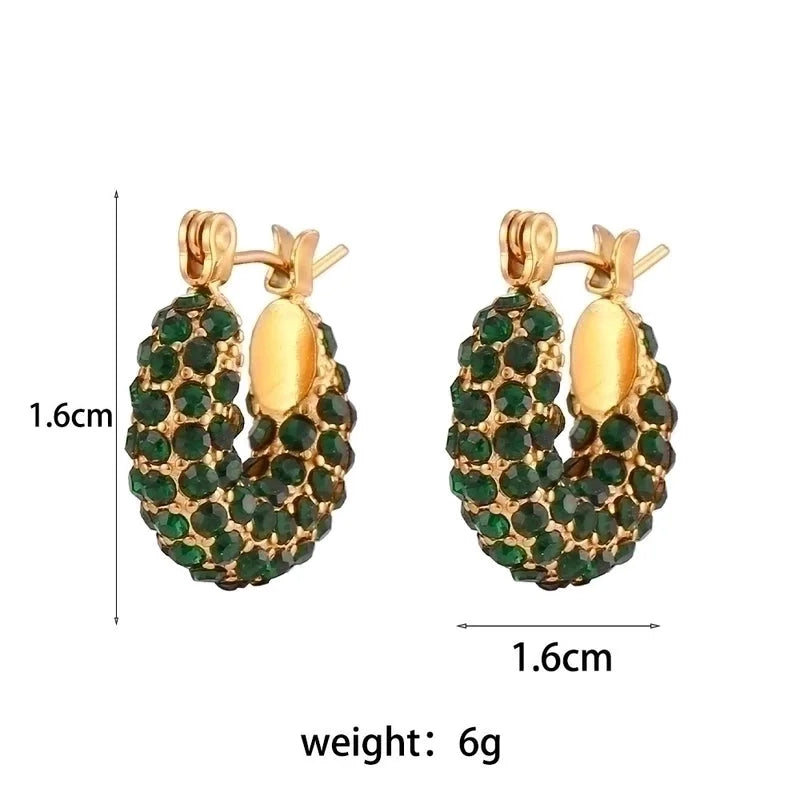 1 Pair Fashion Geometric Plating 304 Stainless Steel Zircon 18K Gold Plated Earrings
