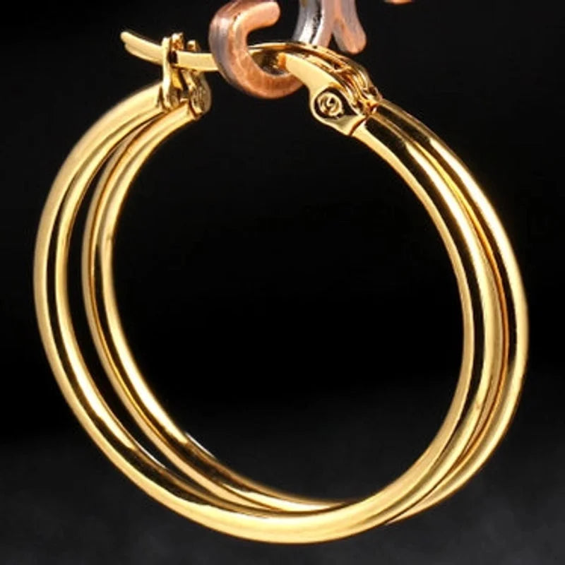 Classic Style Titanium Steel Hypoallergenic Circle Earrings