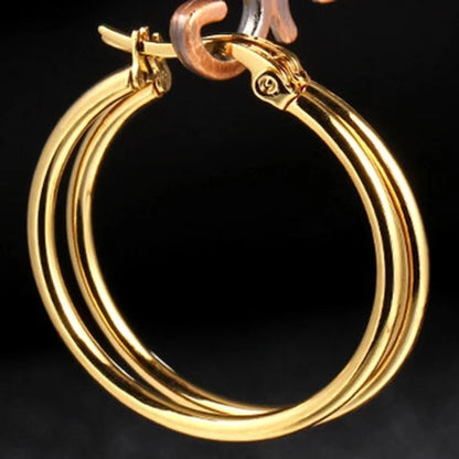 Classic Style Titanium Steel Hypoallergenic Circle Earrings