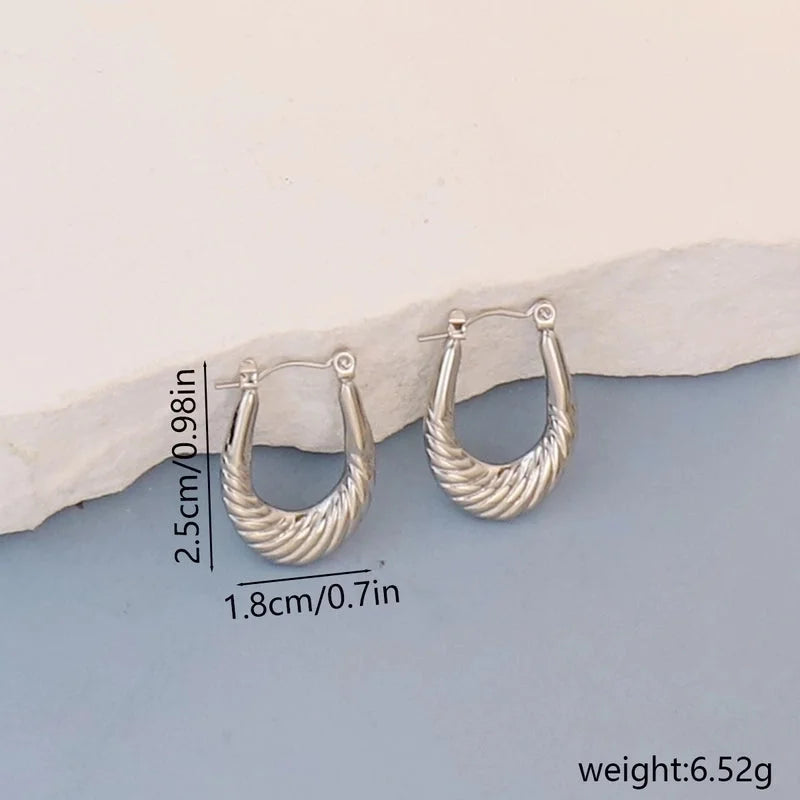 1 Pair Minimalist Round Square Heart Shape 304 Stainless Steel Earrings