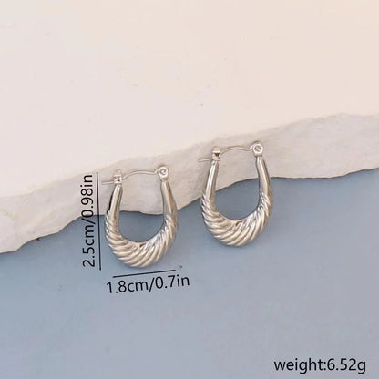 1 Pair Minimalist Round Square Heart Shape 304 Stainless Steel Earrings