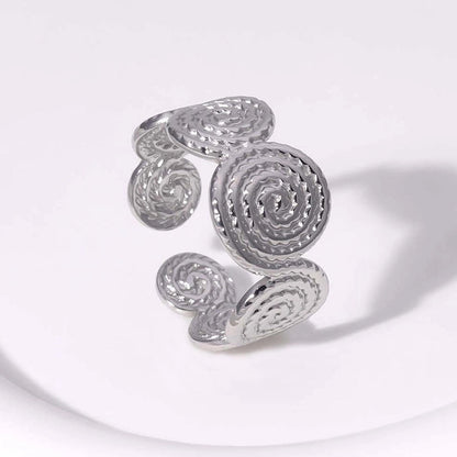 Casual Minimalist Geometric 304 Stainless Steel Hollow Out Inlay Open Rings