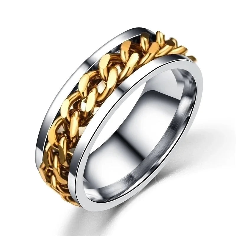 Minimalist Waves Titanium Steel Plating Gold Plated Rings