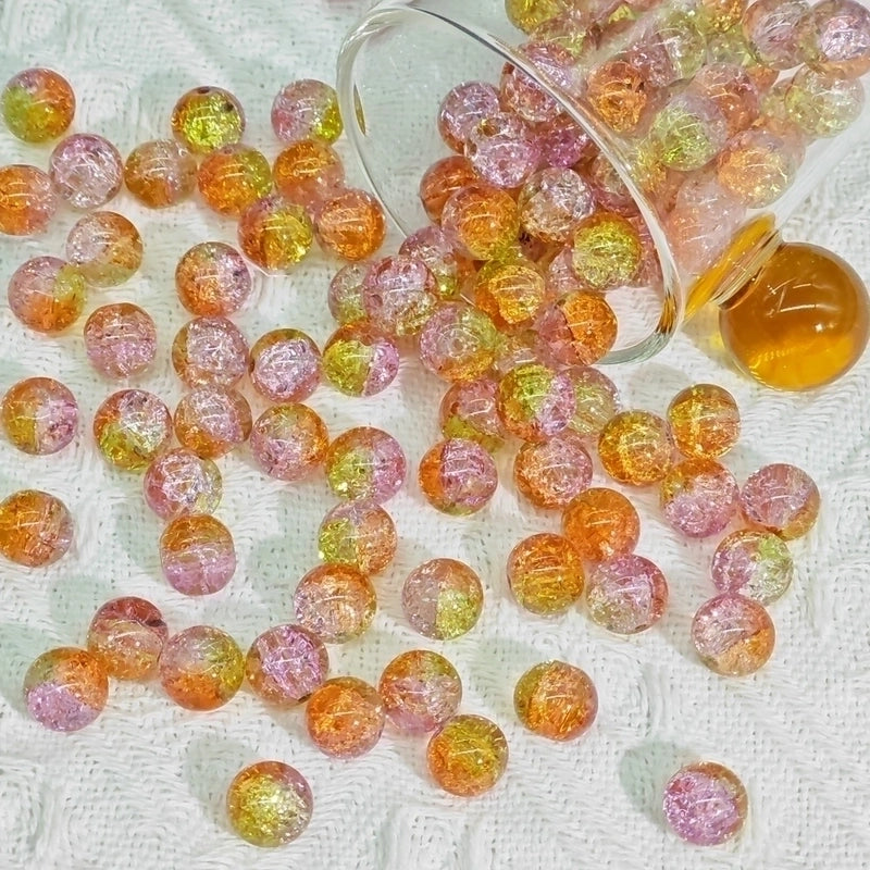 50 PCS/Package Diameter 10mm Diameter 8mm Glass Crackle Glass Beads Round Jewelry Accessories