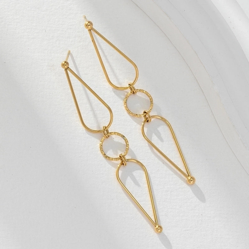 1 Pair Elegant Lady Modern Style Round Leaves Tassel Plating Titanium Steel 18K Gold Plated Drop Earrings