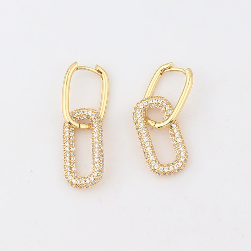 IG Style Women Diamond Metal Geometric Geometric Copper Earrings