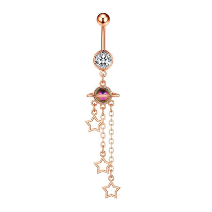Fashion Heart Shape Copper Plating Zircon Belly Ring 1 Piece