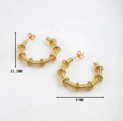 1 Pair Minimalist Classic Style Solid Color Plating 304 Stainless Steel Titanium Steel 18K Gold Plated Ear Studs