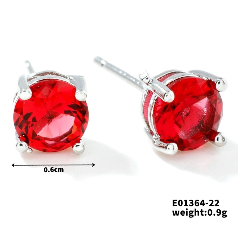 1 Pair Minimalist Geometric Plating Inlay Copper Glass K Gold Plated Rhodium Plated Ear Studs