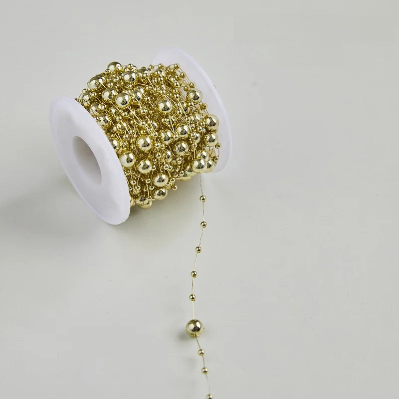 2 Pieces Christmas Tree Hanging Ornaments Pearl String Bead Chain Wedding Hotel Decoration Scene Bead Chain