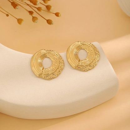 1 Pair Casual Minimalist Streetwear Waves Heart Shape Flower Plating 304 Stainless Steel Ear Studs