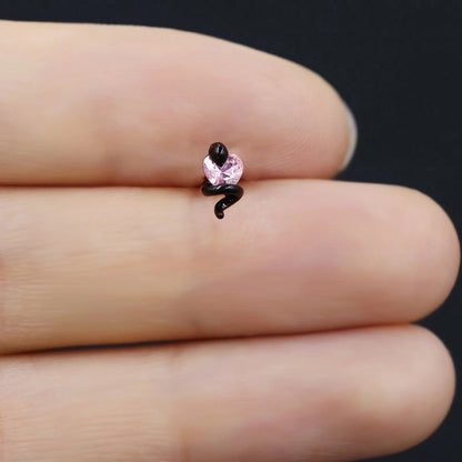 1 Piece Casual Classic Style Heart Shape Butterfly Bow Knot 316 Stainless Steel Copper Resin Rhinestones Glass White Gold Plated Stainless Steel Earrings