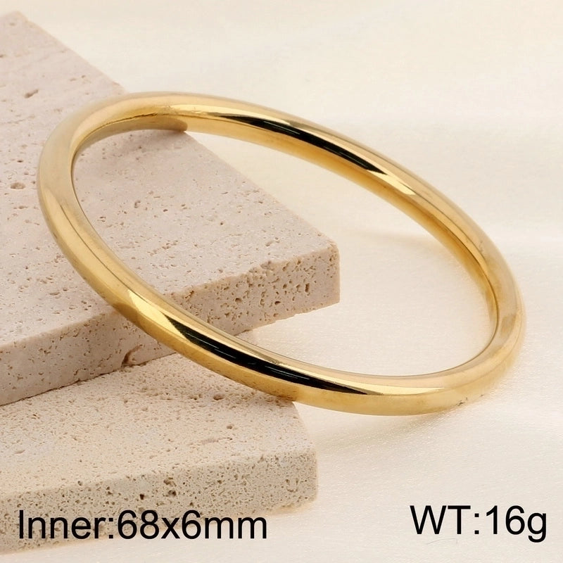Minimalist Round 304 Stainless Steel 18K Gold Plated Bangle In Bulk