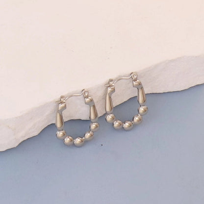 1 Pair Minimalist Round Square Heart Shape 304 Stainless Steel Earrings