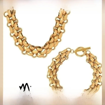 Minimalist Commute Solid Color Titanium Steel 18K Gold Plated Plating Bracelets Necklace