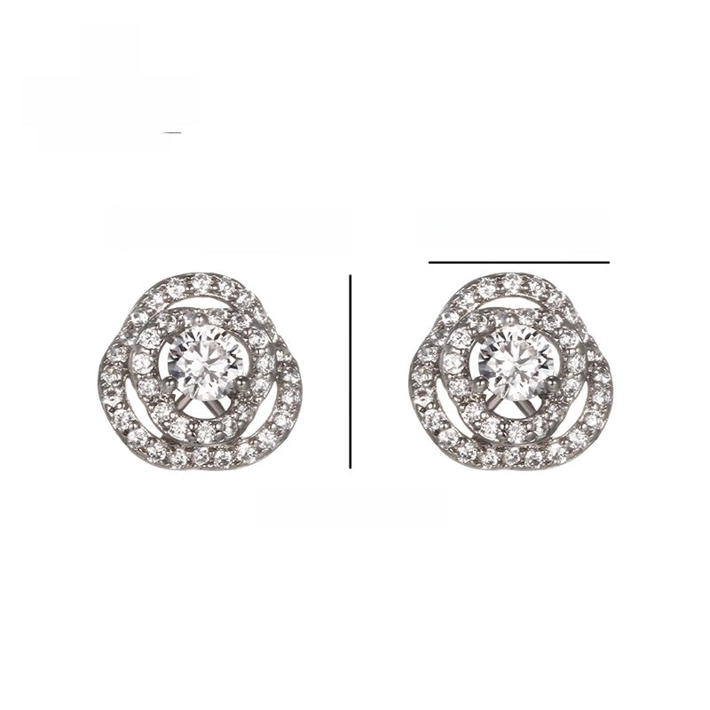 1 Pair XUPING Sweet Minimalist Flower Inlay Copper Artificial Gemstones 18K Gold Plated Ear Studs