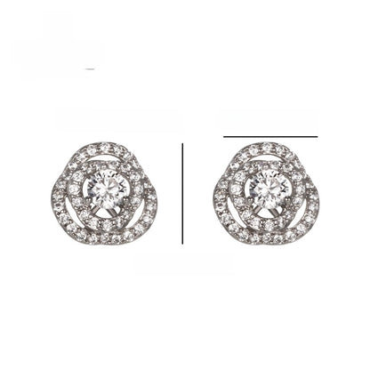 1 Pair XUPING Sweet Minimalist Flower Inlay Copper Artificial Gemstones 18K Gold Plated Ear Studs