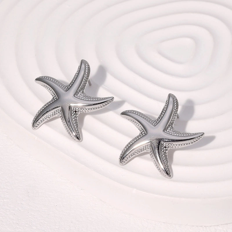 1 Pair Vacation Marine Style Beach Starfish 304 Stainless Steel 18K Gold Plated Ear Studs