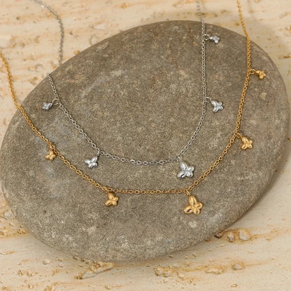 3 Pieces New Fairy Butterfly Pendant Necklace Women's Stainless Steel Vacuum Plating Non-Fading Delicate Indie Autumn And Winter Necklace