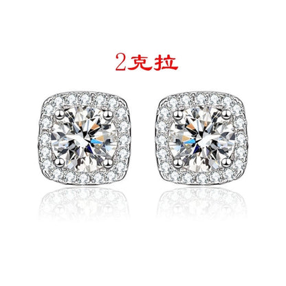 1 Pair Casual Minimalist Geometric Heart Shape Inlay Copper Zircon White Gold Plated Ear Studs