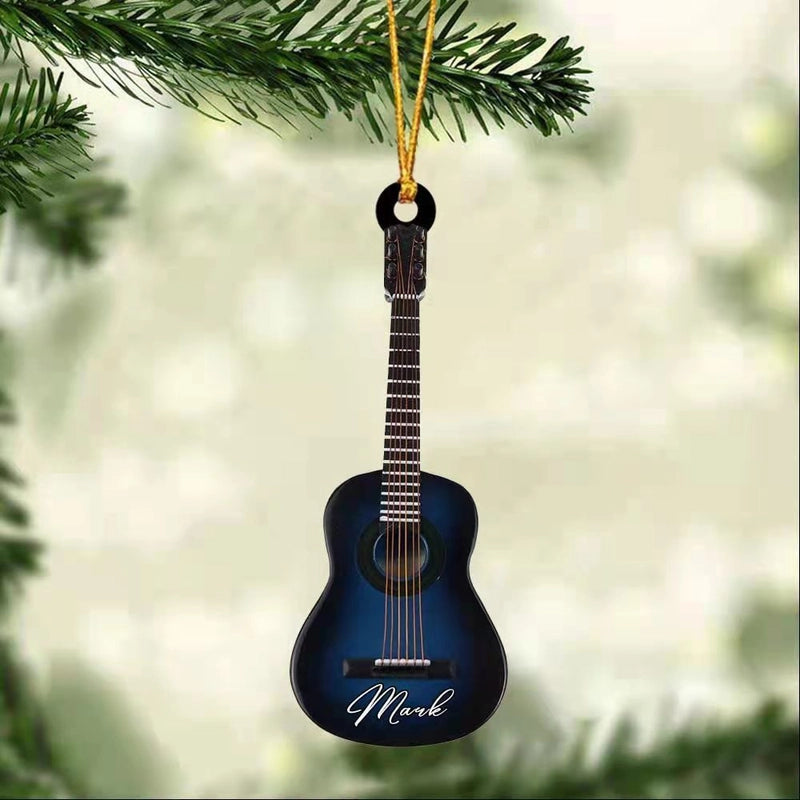 Cross-border Creative Personalized Pendant Christmas Decoration Guitar Lovers Acrylic Flat Car Rearview Mirror Pendant Ornaments