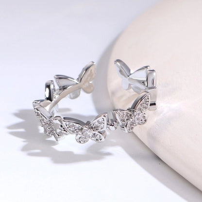 Minimalist Bow Knot Copper Inlay Zircon Rings