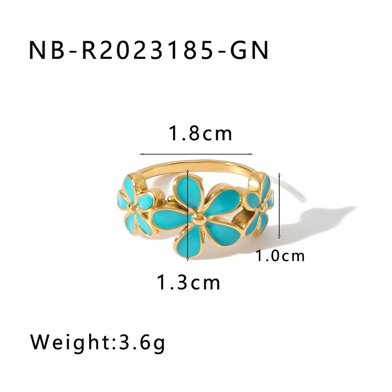 IG Style Minimalist Classic Style Flower 304 Stainless Steel 18K Gold Plated Rings