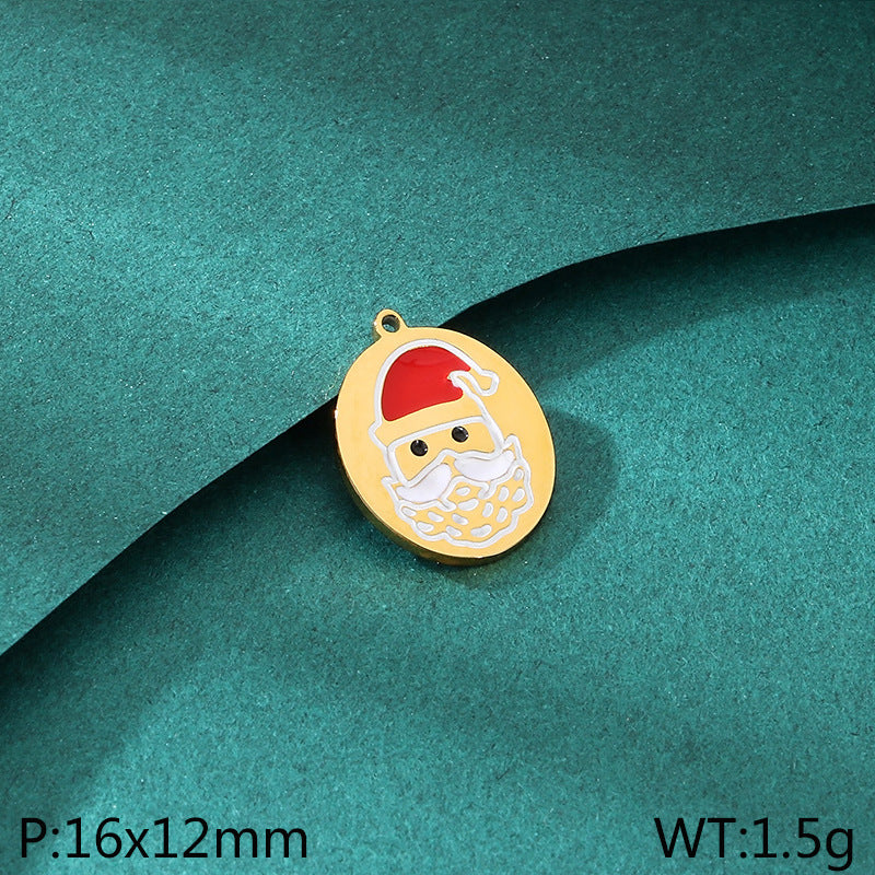 Diy Christmas Elements Oil Drop Stainless Steel Accessories Pendant Christmas Tree Santa Claus Snowman Reindeer