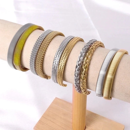 Casual Minimalist Solid Color Stainless Steel Plating Bangle