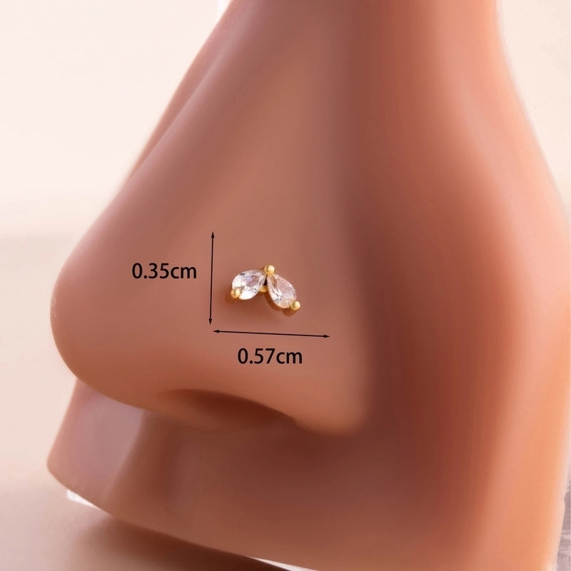 1 Piece Nose Rings & Studs Casual Minimalist Korean Style Moon Water Droplets 316L Stainless Steel Copper Inlay Zircon Nose Rings & Studs