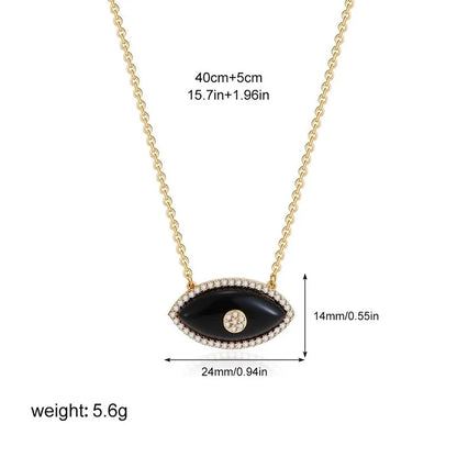 Modern Style Classic Style Devil's Eye 304 Stainless Steel Natural Stone Turquoise Zircon 18K Gold Plated Pendant Necklace