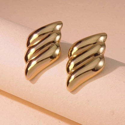1 Pair Minimalist Commute Geometric 304 Stainless Steel Imitation Gold Ear Studs