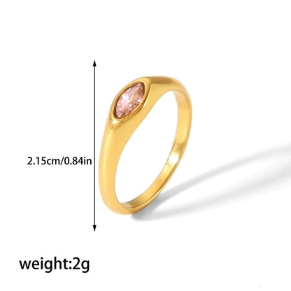 304 Stainless Steel Casual Korean Style Plating Inlay Round Zircon Rings