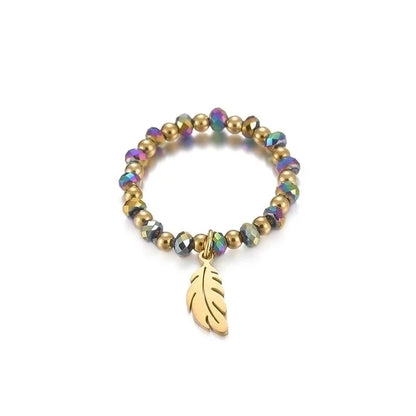 304 Stainless Steel 14K Gold Plated Minimalist Geometric Resin Glass Rings