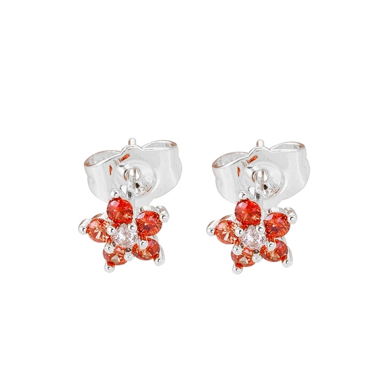 1 Pair Minimalist Flower Plating Inlay Copper Zircon White Gold Plated Gold Plated Ear Studs