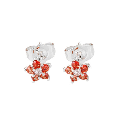 1 Pair Minimalist Flower Plating Inlay Copper Zircon White Gold Plated Gold Plated Ear Studs