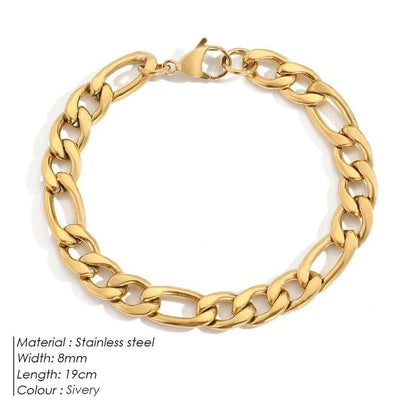 Hip-Hop Geometric 304 Stainless Steel Figaro Chain Bracelets In Bulk