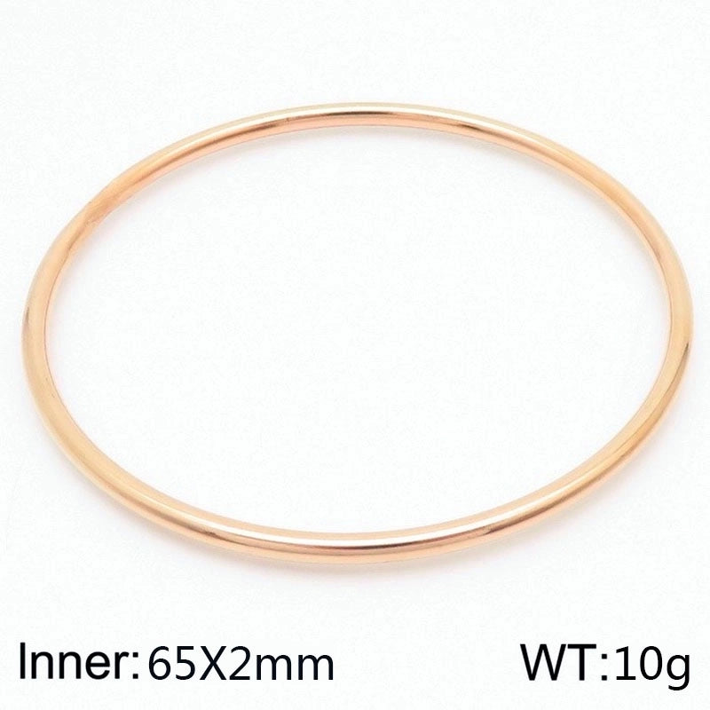304 Stainless Steel 18K Gold Plated Minimalist Round Solid Color Bangle