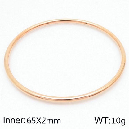 304 Stainless Steel 18K Gold Plated Minimalist Round Solid Color Bangle