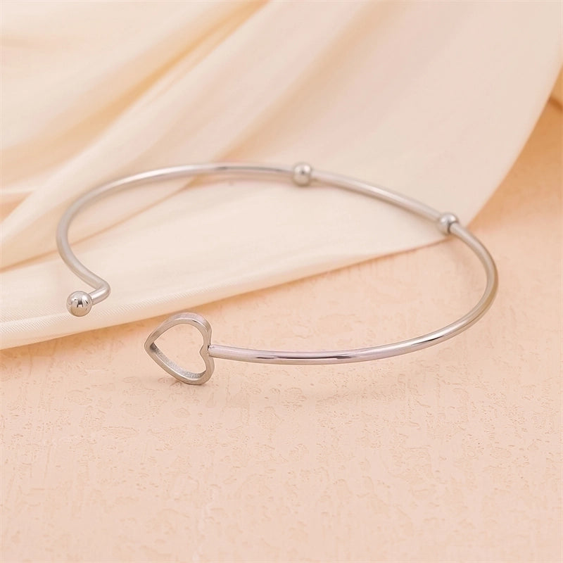 Handmade Solid Color Heart Shape Knot Stainless Steel 18K Gold Plated Bangle In Bulk
