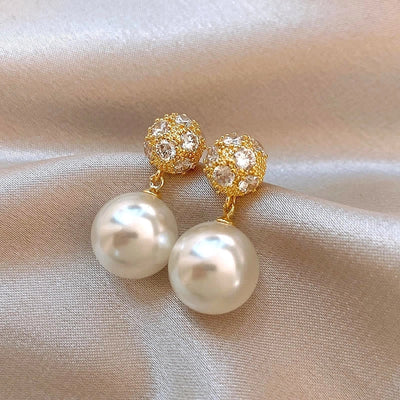 1 Pair Minimalist Round Inlay Alloy Zircon Ear Studs