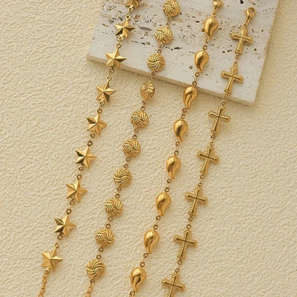 Casual Vacation Modern Style Pentagram Cross Oval 304 Stainless Steel 14K Gold Plated Bracelets In Bulk