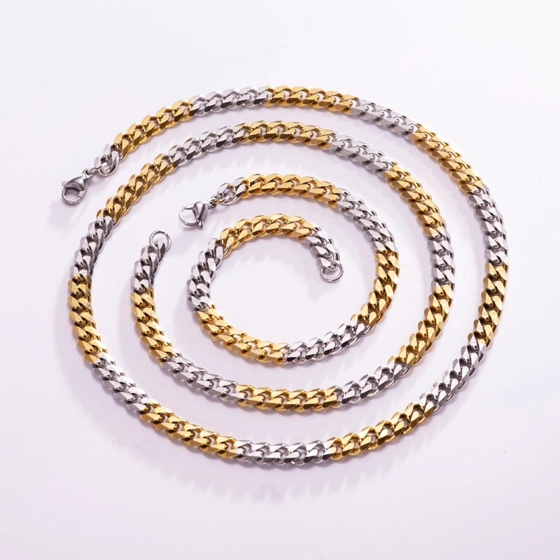 Classic Style Solid Color 304 Stainless Steel 18K Gold Plated Jewelry Set