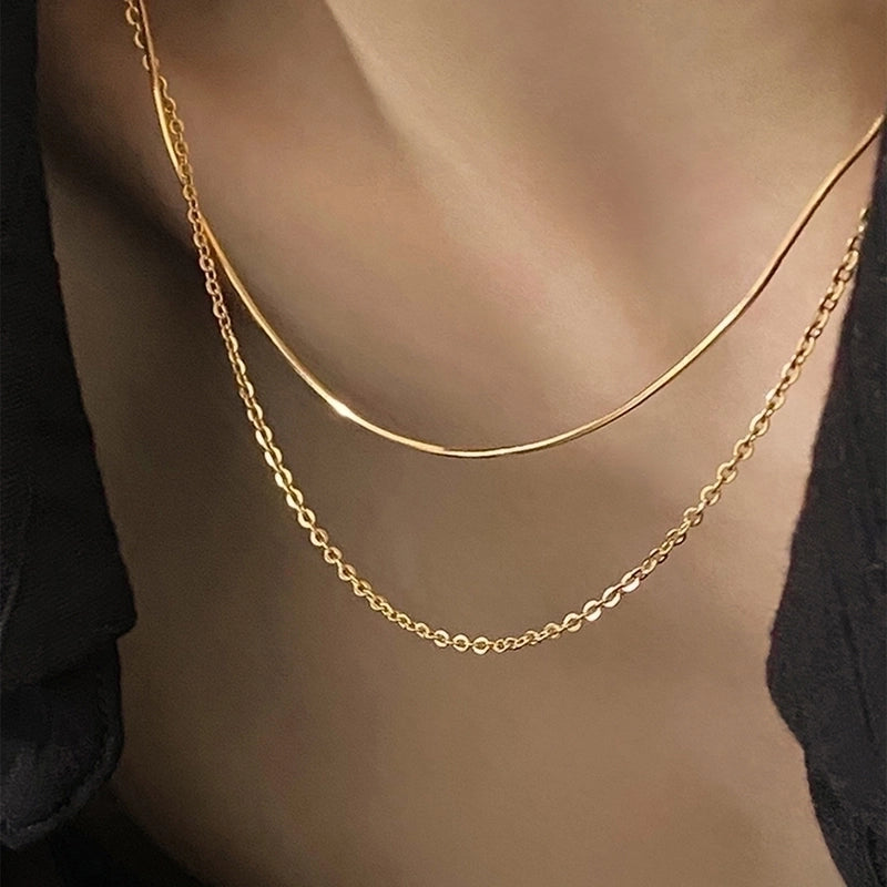 Glam Lady Solid Color 304 Stainless Steel Layered Necklaces