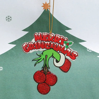 Cute Grinch Arylic Christmas Bag Pendant