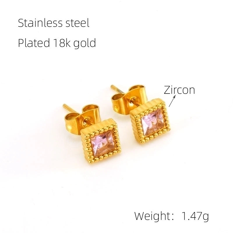 1 Pair Glam Retro Heart Shape Plating Inlay 304 Stainless Steel Rhinestones 18K Gold Plated Drop Earrings